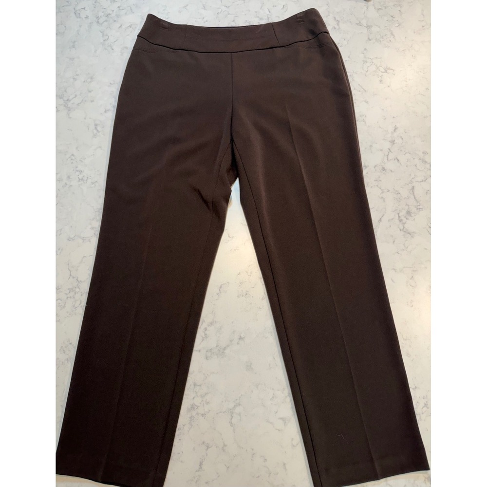 Investments Petites Brown Pull On Dress Pants Straight Leg Trousers Size 8PS